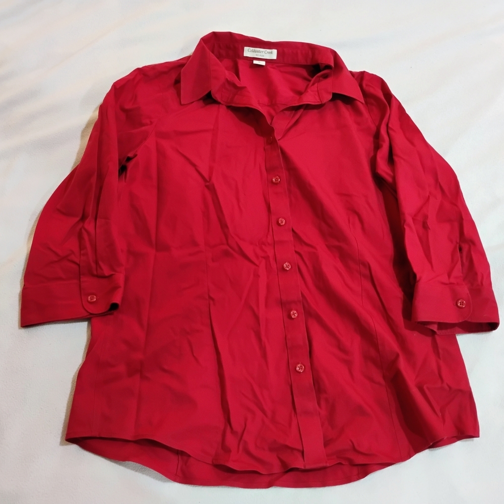 Coldwater Creek Vibrant Red Button Down Blouse